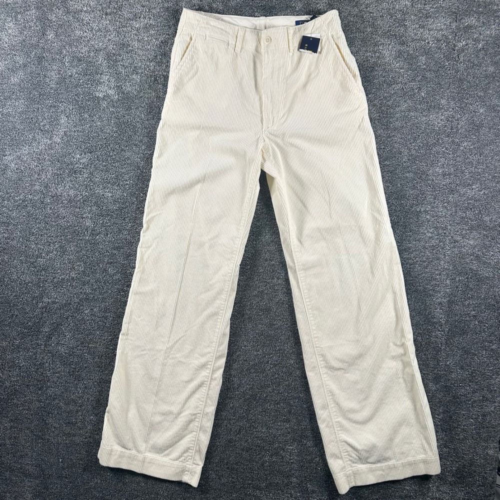 Polo Ralph Lauren Pants Womens 2 Cream Corduroy Wide Leg High Rise NEW